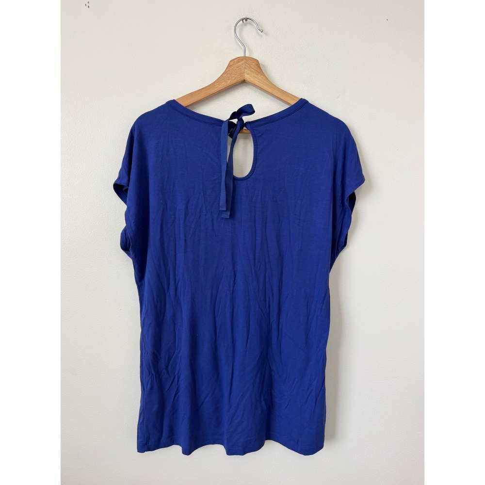 Tribal Women's Blue Short Sleeve Blouse with Sequin Neckline – Large – NWOT - Picture 4 of 4